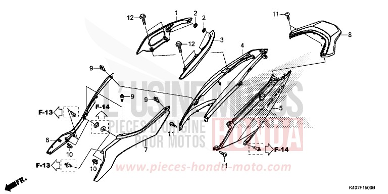 BODY COVER/REAR GRIP (NSS125DF/ADF/ADH) for Forza 125 MAT CYNOS GRAY METALLIC (NH312) from 2016